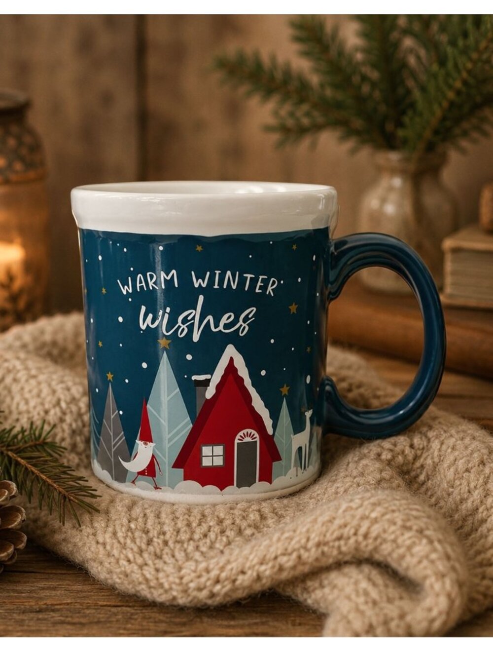 Winter Gnome Coffee Mug 20 oz Warm Winter Wishes Holiday Village Woodland Charm